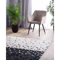 Dywan patchwork skórzany 160 x 230 cm czarno-beżowy ERFELEK