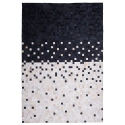 Dywan patchwork skórzany 160 x 230 cm czarno-beżowy ERFELEK