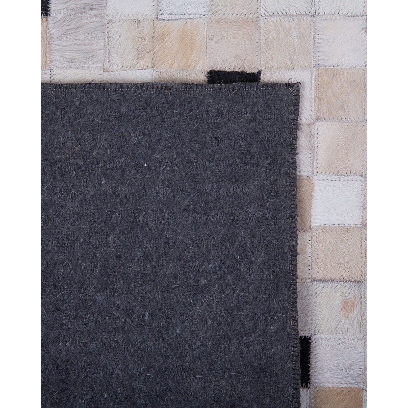 Dywan patchwork skórzany 160 x 230 cm czarno-beżowy ERFELEK