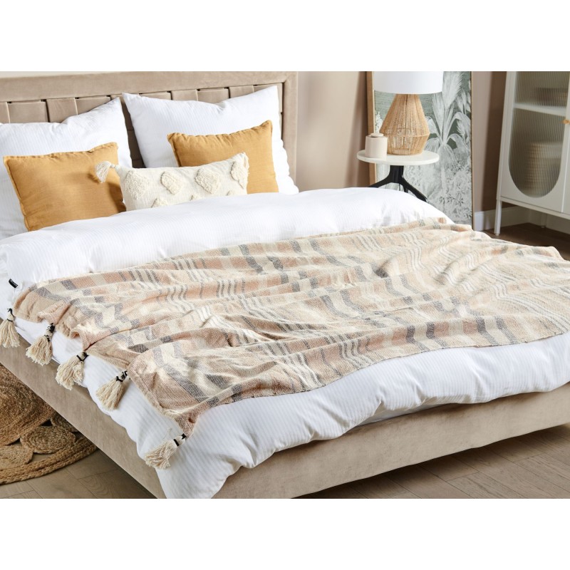 Koc YARSELI Bawełna 130 x 170 cm Beżowy