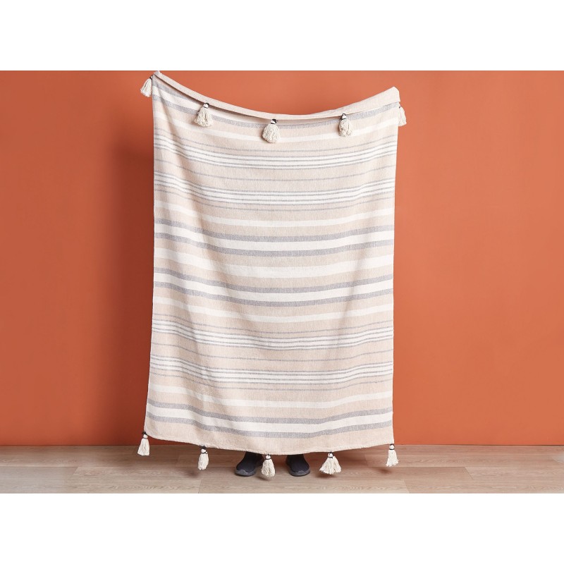 Koc YARSELI Bawełna 130 x 170 cm Beżowy