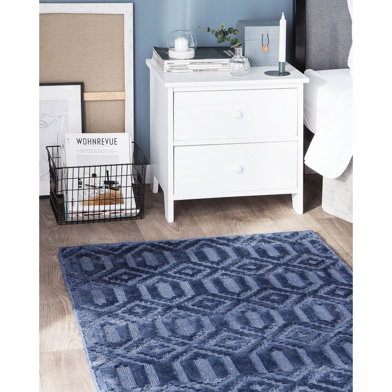 Dywan wiskozowy 80 x 150 cm niebieski ADATEPE