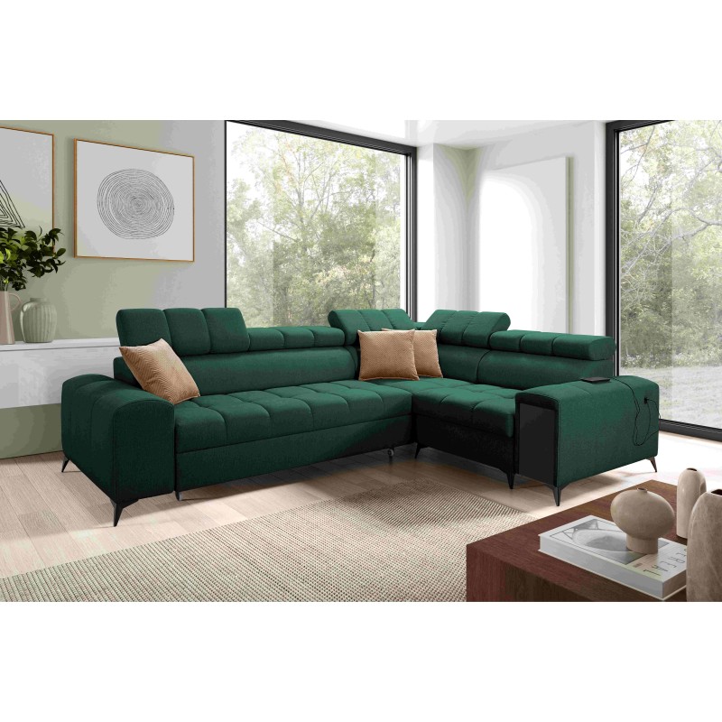 Venna II - Luxury Corner Sofa with Sleeping Function, USB Port and Bar | [Your Company]