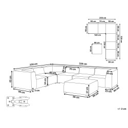 Narożnik ogrodowy z otomaną dla 7 osób AREZZO Prawostronny Modułowy Beżowy