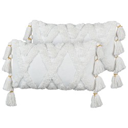 Zestaw 2 poduszek dekoracyjnych DAUR Bawełna 30 x 50 cm Biały Wzór geometryczny