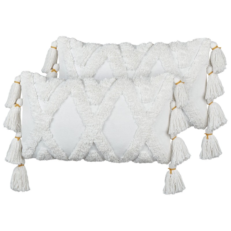 Zestaw 2 poduszek dekoracyjnych DAUR Bawełna 30 x 50 cm Biały Wzór geometryczny