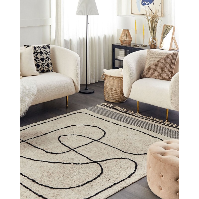 Dywan bawełniany 160 x 230 cm beżowo-czarny DOKUZ