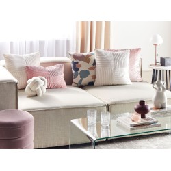 Zestaw 2 poduszek dekoracyjnych MILLET Sztruks 43 x 43 cm Złamana biel Wzór geometryczny