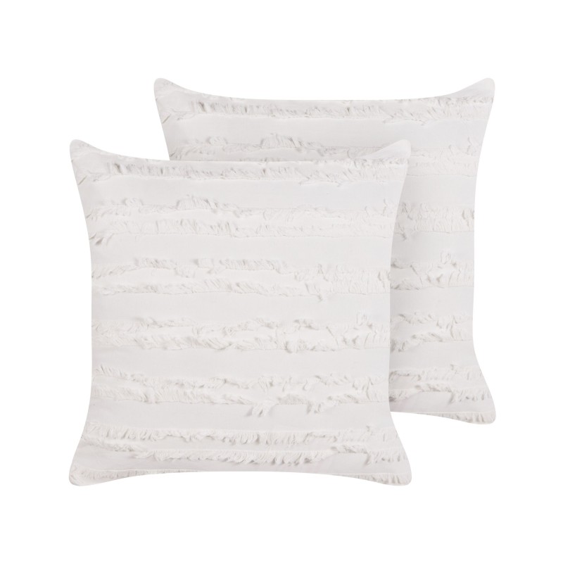 Zestaw 2 poduszek dekoracyjnych MAKNEH Bawełna 45 x 45 cm Biały Jednolity