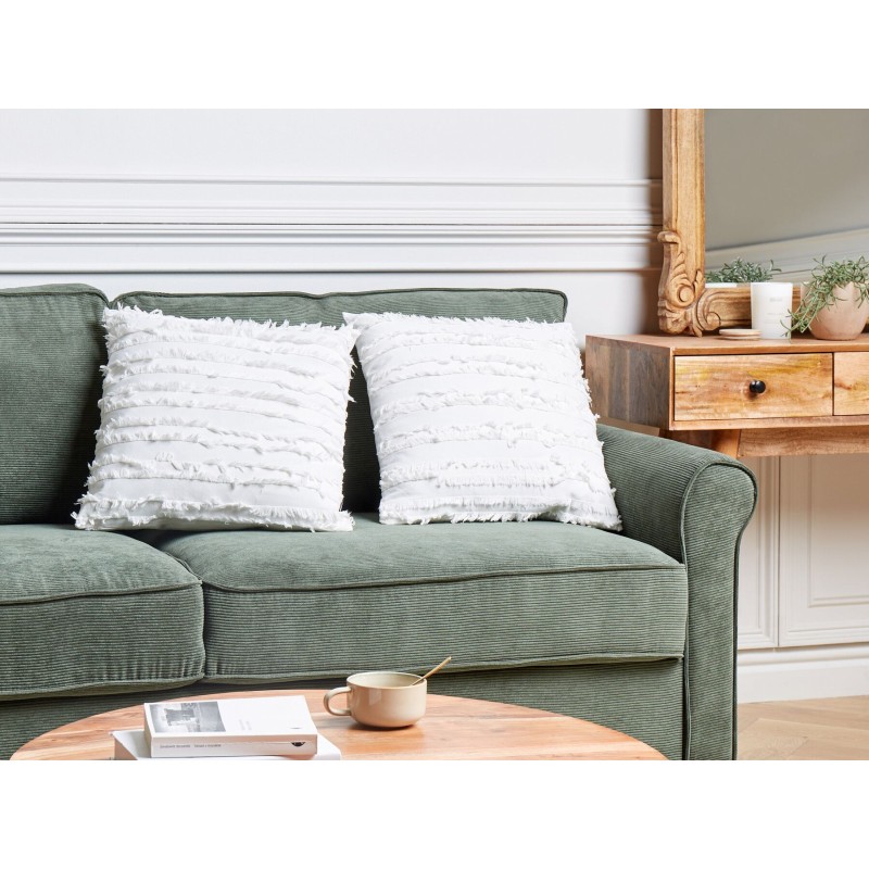 Zestaw 2 poduszek dekoracyjnych MAKNEH Bawełna 45 x 45 cm Biały Jednolity