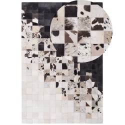 Dywan patchwork skórzany 140 x 200 cm czarno-biały KEMAH