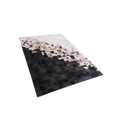 Dywan patchwork skórzany 140 x 200 cm czarno-biały KEMAH