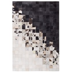 Dywan patchwork skórzany 140 x 200 cm czarno-biały KEMAH