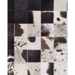 Dywan patchwork skórzany 140 x 200 cm czarno-biały KEMAH