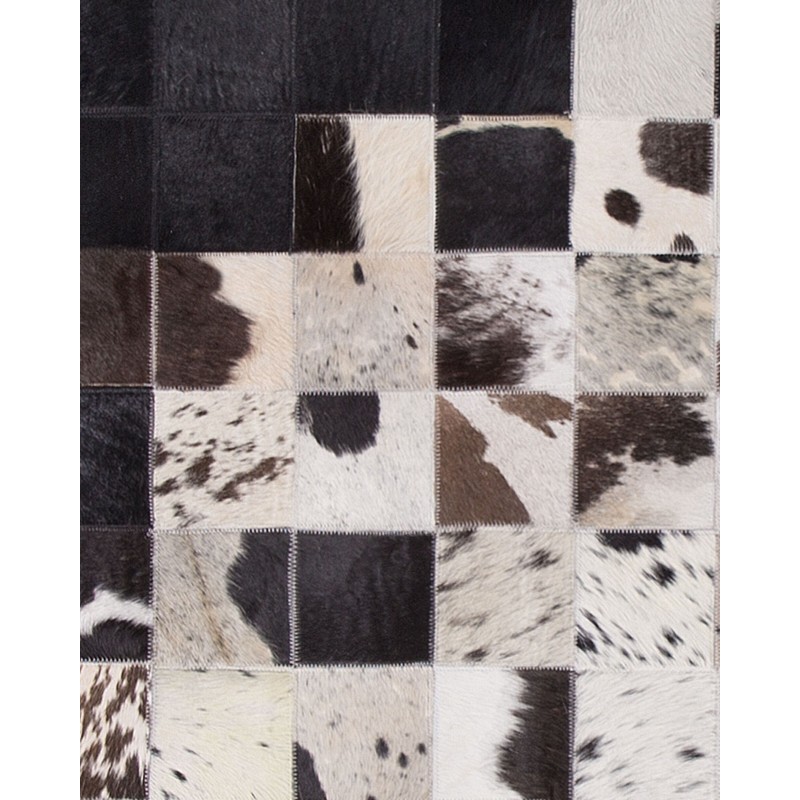 Dywan patchwork skórzany 140 x 200 cm czarno-biały KEMAH