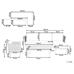 Zestaw ogrodowy ze stolikiem dla 4 osób CREMONA Lewostronny Drewno akacjowe Złamana biel