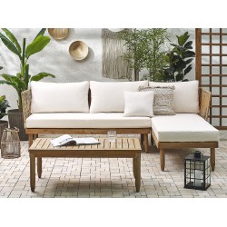 Zestaw ogrodowy ze stolikiem dla 4 osób CREMONA Lewostronny Drewno akacjowe Złamana biel