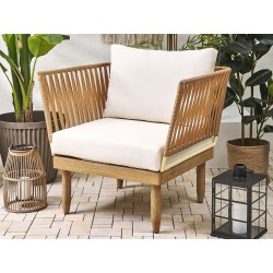 Zestaw ogrodowy ze stolikiem dla 4 osób CREMONA Lewostronny Drewno akacjowe Złamana biel