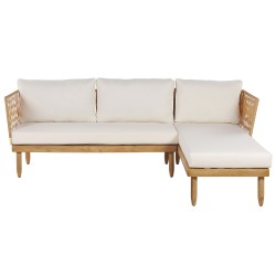 Zestaw ogrodowy ze stolikiem dla 4 osób CREMONA Lewostronny Drewno akacjowe Złamana biel