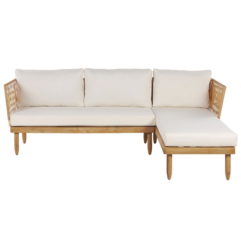 Zestaw ogrodowy ze stolikiem dla 4 osób CREMONA Lewostronny Drewno akacjowe Złamana biel