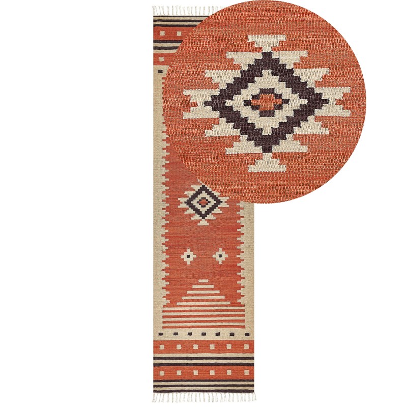 Dywan bawełniany kilim 80 x 300 cm pomarańczowy GAVAR