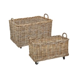 Zestaw 2 koszy KITIM Z kółkami Rattan Naturalny