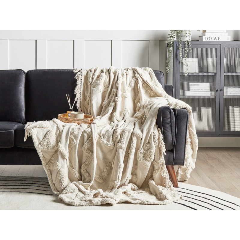 Koc CHACK Bawełna 220 x 240 cm Beżowy