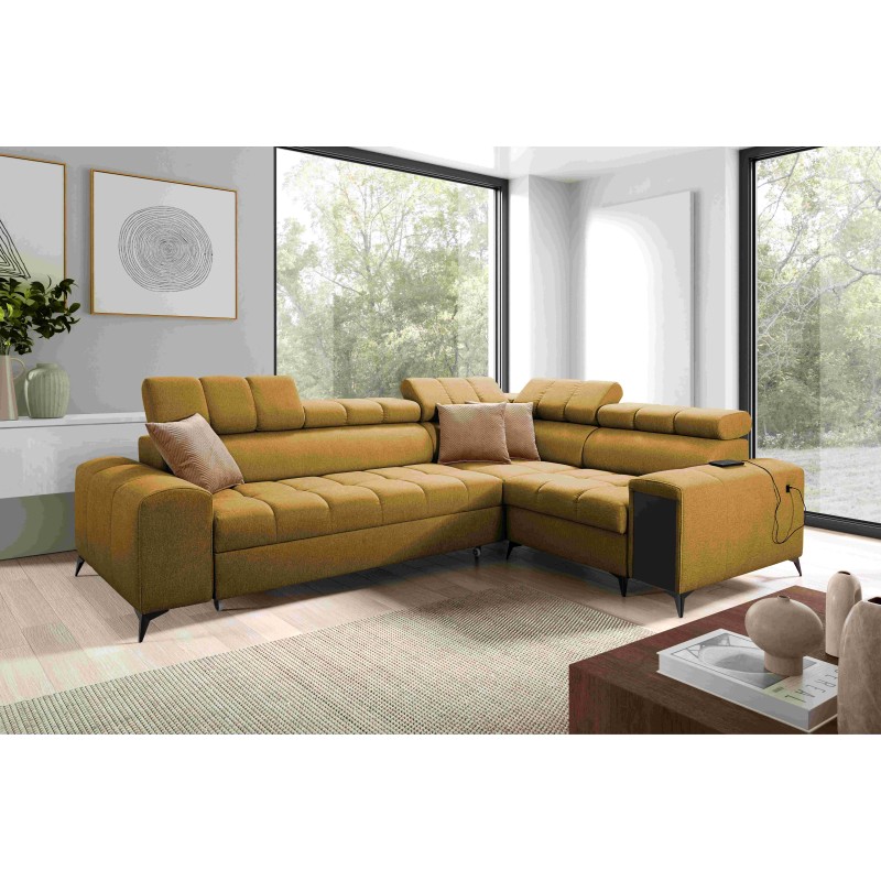 Venna II - Luxury Corner Sofa with Sleeping Function, USB Port and Bar | [Your Company]