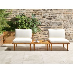 Zestaw ogrodowy ze stolikiem dla 2 osób FRASCATI Modułowy Certyfikowane drewno akacjowe Złamana biel