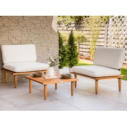 Zestaw ogrodowy ze stolikiem dla 2 osób FRASCATI Modułowy Certyfikowane drewno akacjowe Złamana biel