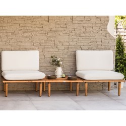 Zestaw ogrodowy ze stolikiem dla 2 osób FRASCATI Modułowy Certyfikowane drewno akacjowe Złamana biel
