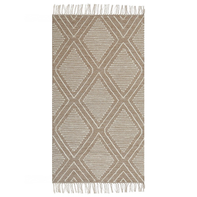 Dywan bawełniany 80 x 150 cm biało-beżowy KACEM