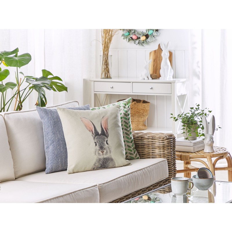 Zestaw 2 poduszek dekoracyjnych QUERCUS 45 x 45 cm Beżowoszary Wzór zwierzęcy