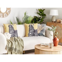 Zestaw 2 poduszek dekoracyjnych MANKETTI 45 x 45 cm Żółty Wzór zwierzęcy