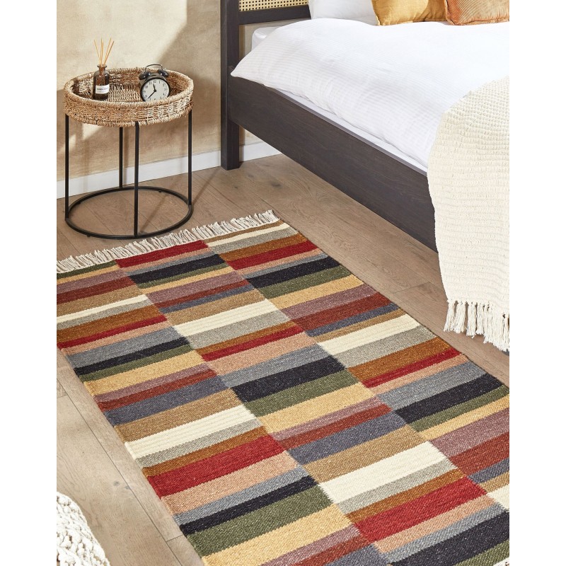 Dywan wełniany kilim 80 x 150 cm wielokolorowy MUSALER