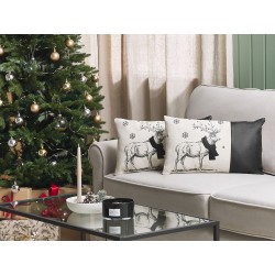 Zestaw 2 poduszek dekoracyjnych SVEN Ekoskóra 30 x 50 cm Czarny Wzór świąteczny