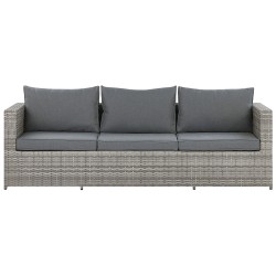 Narożnik ogrodowy ze stolikiem dla 5 osób SABBIA Prawostronny Modułowy Technorattan Jasnoszary