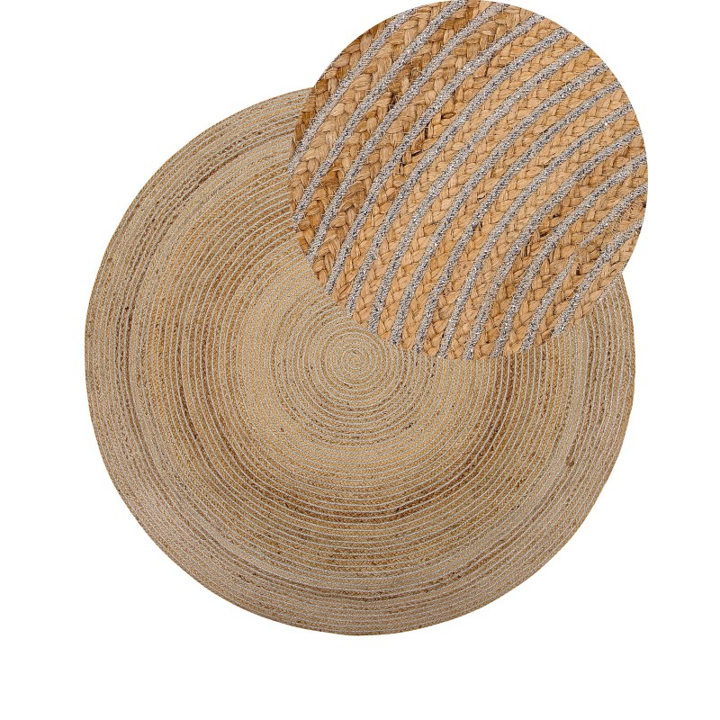 Dywan okrągły z juty ⌀ 140 cm beżowy AKBELEN