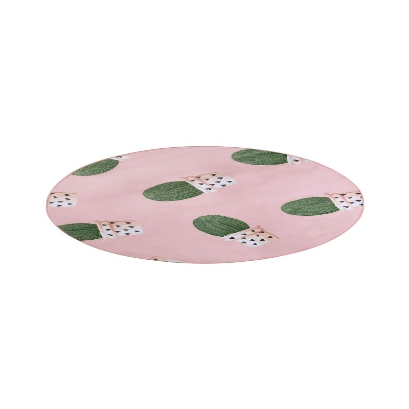 Dywan okrągły w kaktusy ⌀ 120 cm różowy ELDIVAN