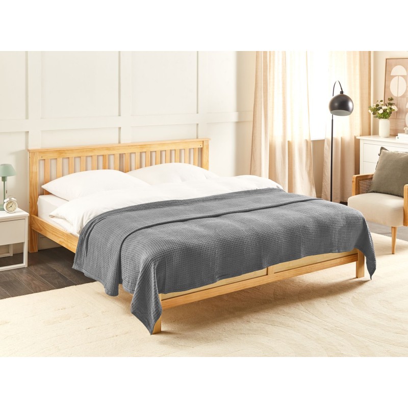 Narzuta na łóżko RAGALA Bawełna 220 x 240 cm Ciemnoszary