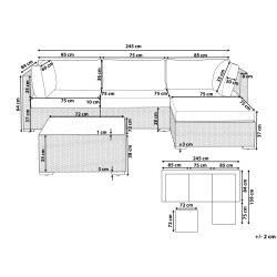 Narożnik ogrodowy ze stolikiem dla 4 osób SANO Lewostronny Modułowy Technorattan Biały