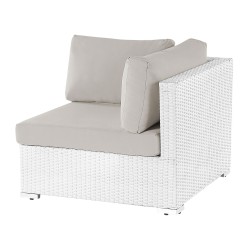 Narożnik ogrodowy ze stolikiem dla 4 osób SANO Lewostronny Modułowy Technorattan Biały