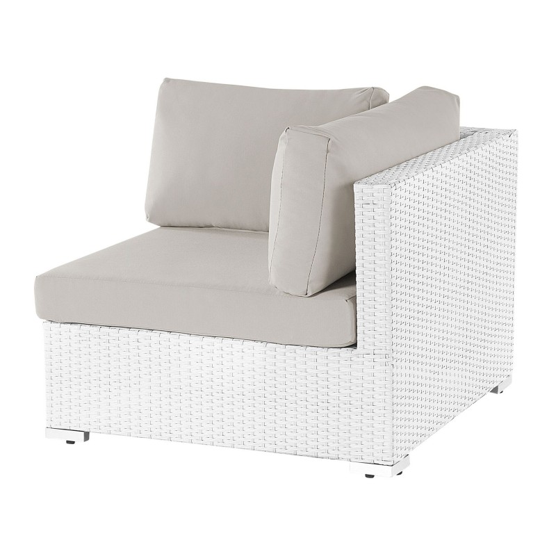 Narożnik ogrodowy ze stolikiem dla 4 osób SANO Lewostronny Modułowy Technorattan Biały