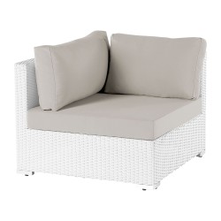 Narożnik ogrodowy ze stolikiem dla 4 osób SANO Lewostronny Modułowy Technorattan Biały