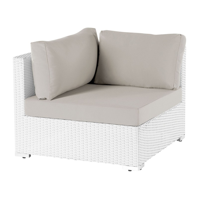 Narożnik ogrodowy ze stolikiem dla 4 osób SANO Lewostronny Modułowy Technorattan Biały