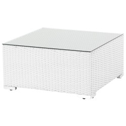 Narożnik ogrodowy ze stolikiem dla 4 osób SANO Lewostronny Modułowy Technorattan Biały