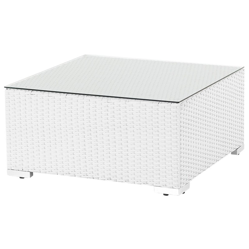 Narożnik ogrodowy ze stolikiem dla 4 osób SANO Lewostronny Modułowy Technorattan Biały