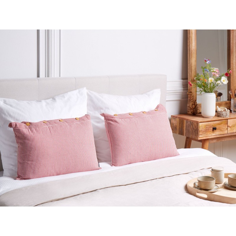 Zestaw 2 poduszek dekoracyjnych AALITA Bawełna 40 x 60 cm Czerwony W paski