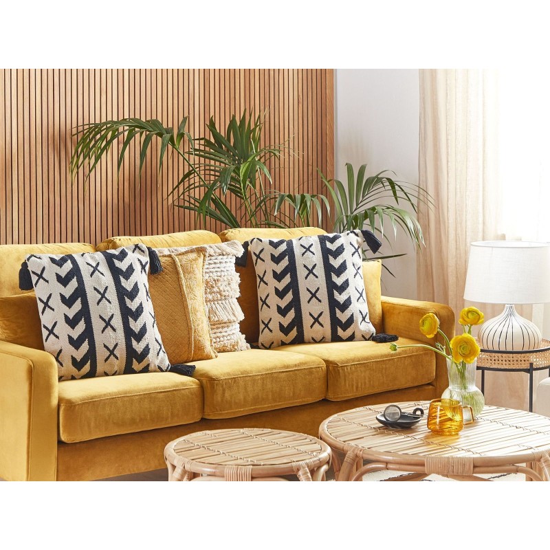 Poduszka dekoracyjna DEADNETTLE Bawełna 45 x 45 cm Beżowy Wzór geometryczny