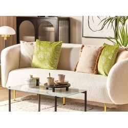 Zestaw 2 poduszek dekoracyjnych DELICIOSA Welur 45 x 45 cm Jasnozielony Wzór roślinny